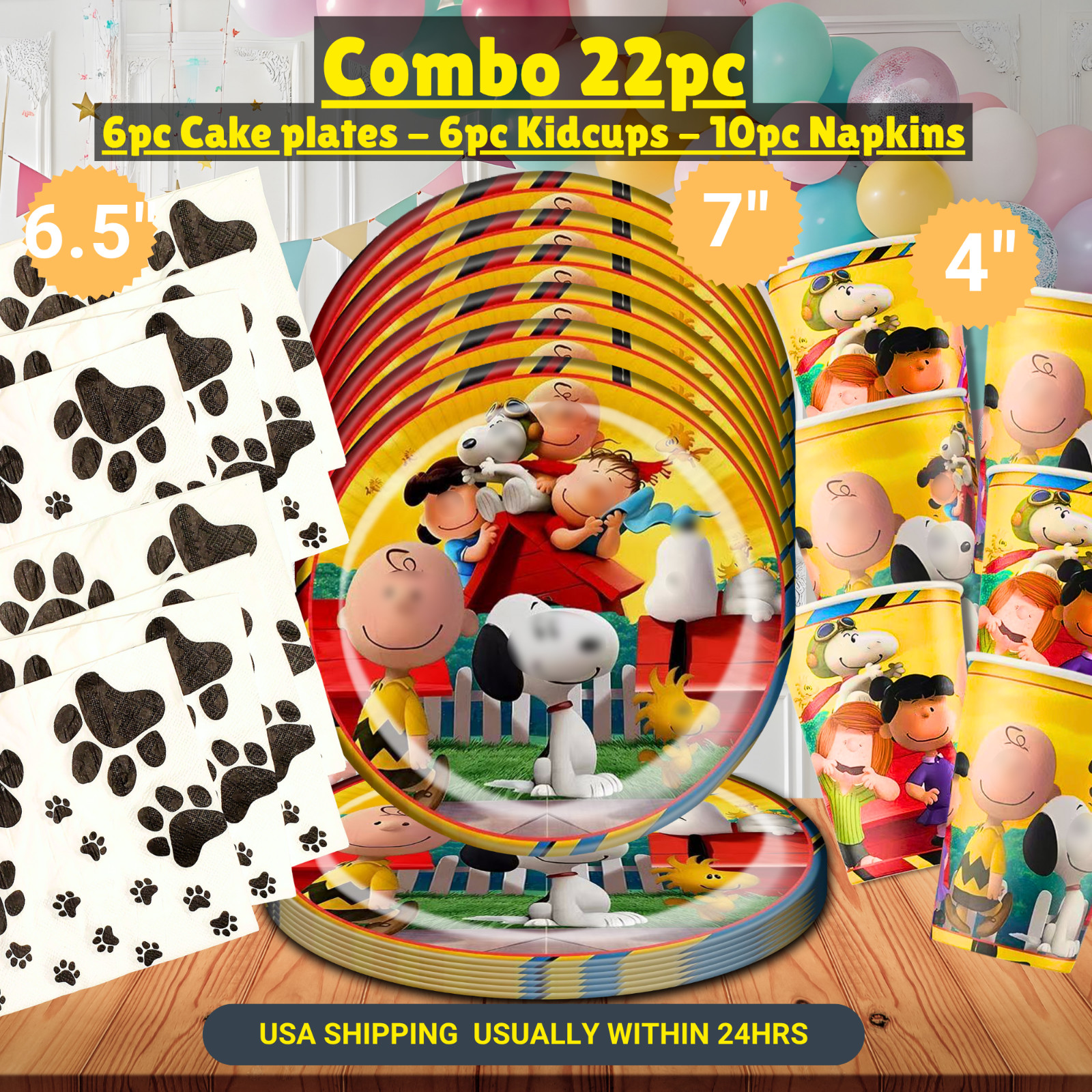 Snoopy Dog BALLOONS PARTY SUPPLIES BIRTHDAY DECORATION BALLOON TABLEWARE CUP