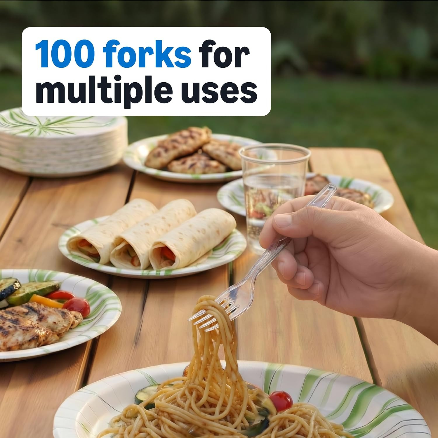 Disposable Clear Plastic Forks, Premium Quality, 100 Count, Large Pack, Packagin