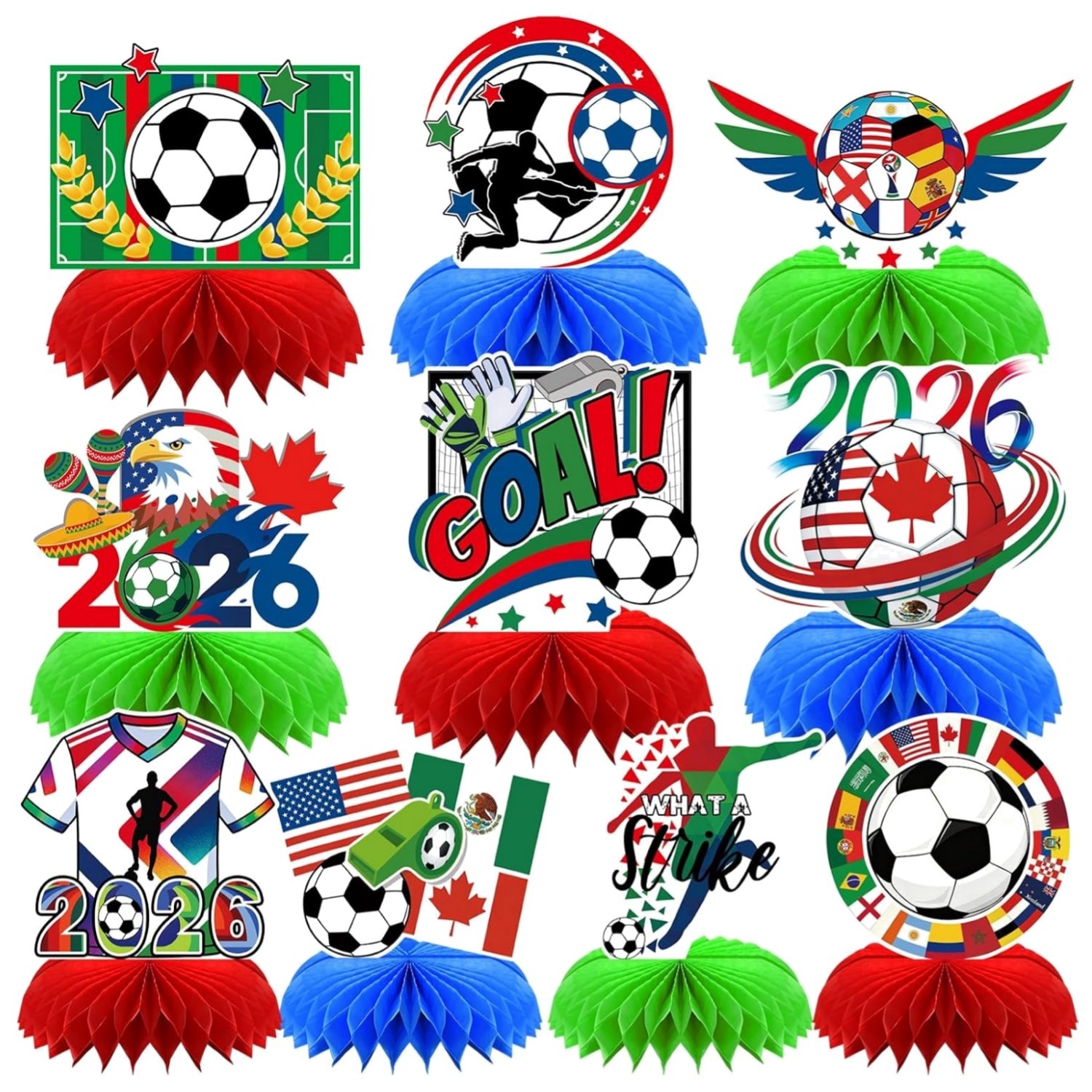 10Pcs Soccer Honeycomb Centerpieces for Exciting Football Themed Celebrations
