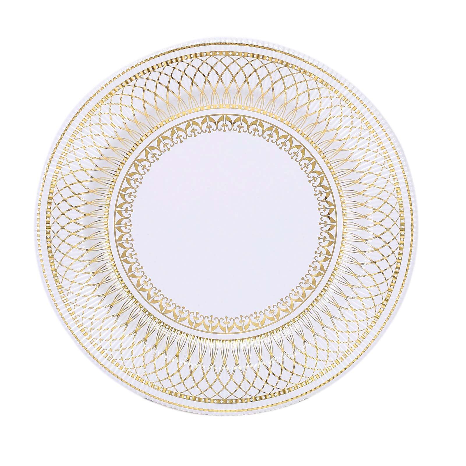 White Gold 25 Round 13″ Vintage Disposable Paper Charger Plates Party Decoration