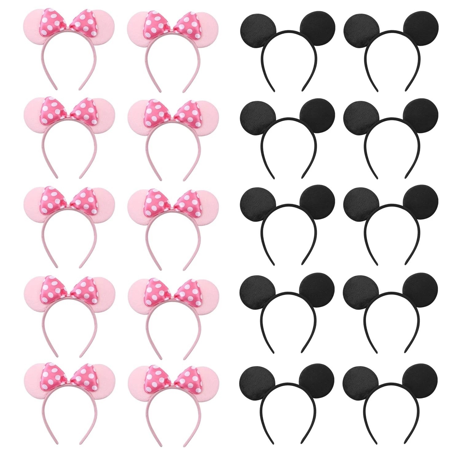 20 PCS Mouse Ears Headbands for Birthday Party Theme Park Costume Play Celebrati