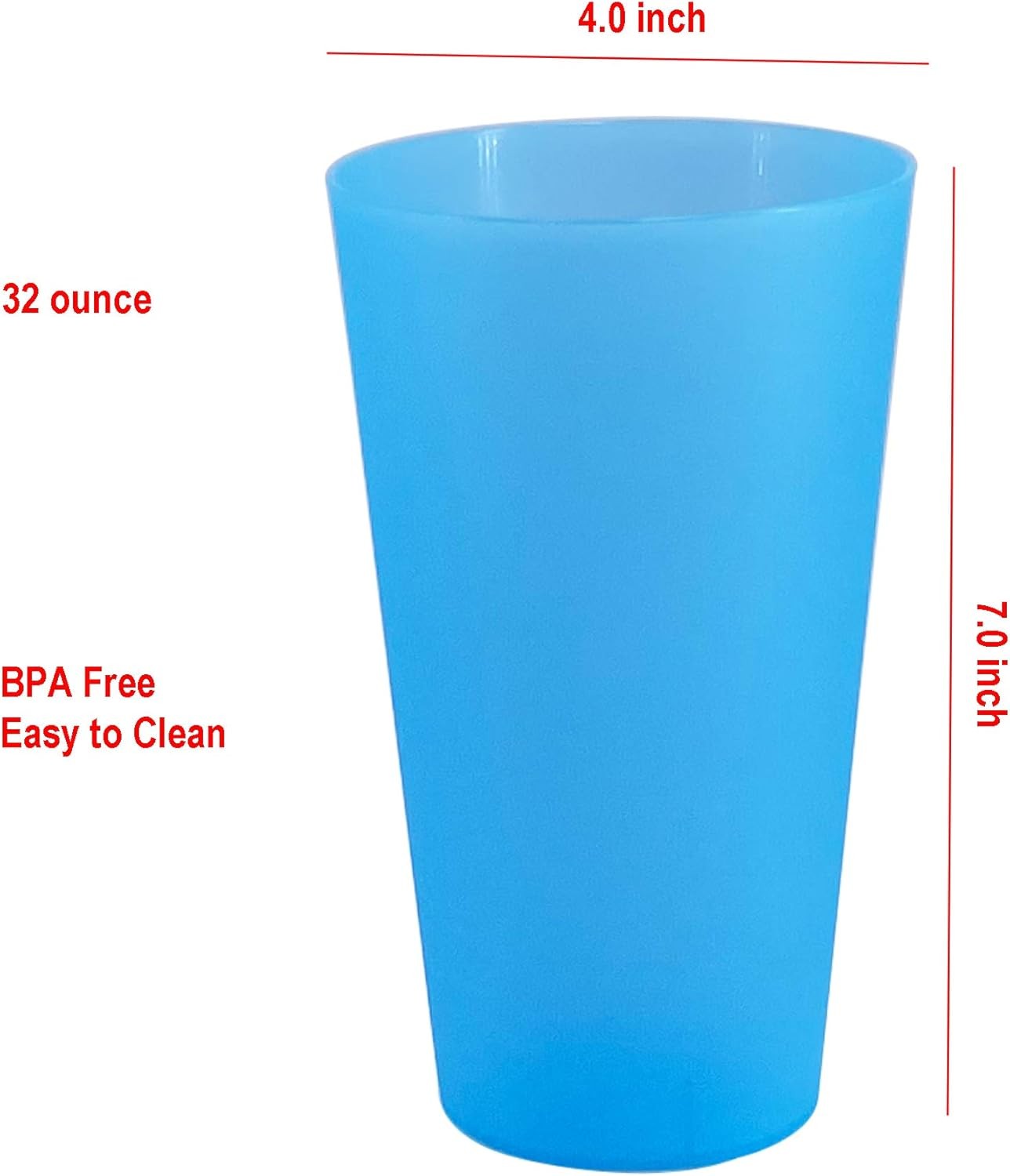 32 oz Large Plastic Cups, Unbreakable 12 Count (Pack of 1), Assorted Color