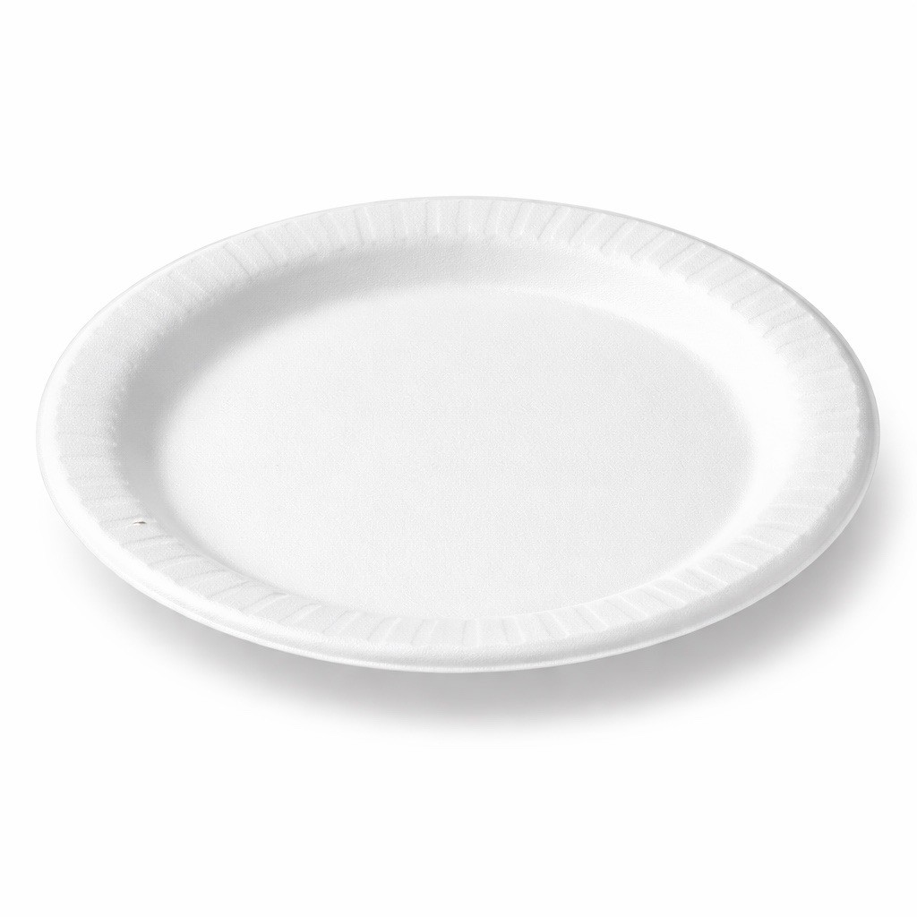 Dart Concorde 9″ White Foam Plates Non-Laminated Round 1 Compartment 500/Case