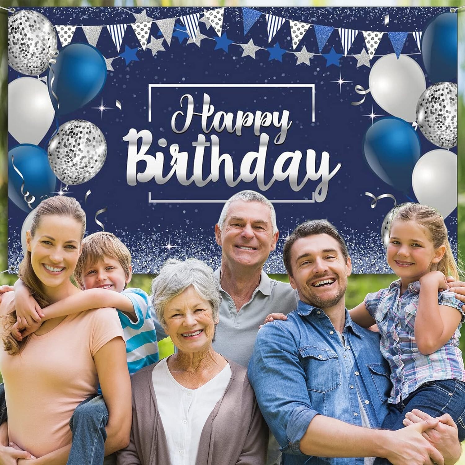 Elegant Glitter Birthday Backdrop Banner for Men & Women – Large 72.8”x43.3”