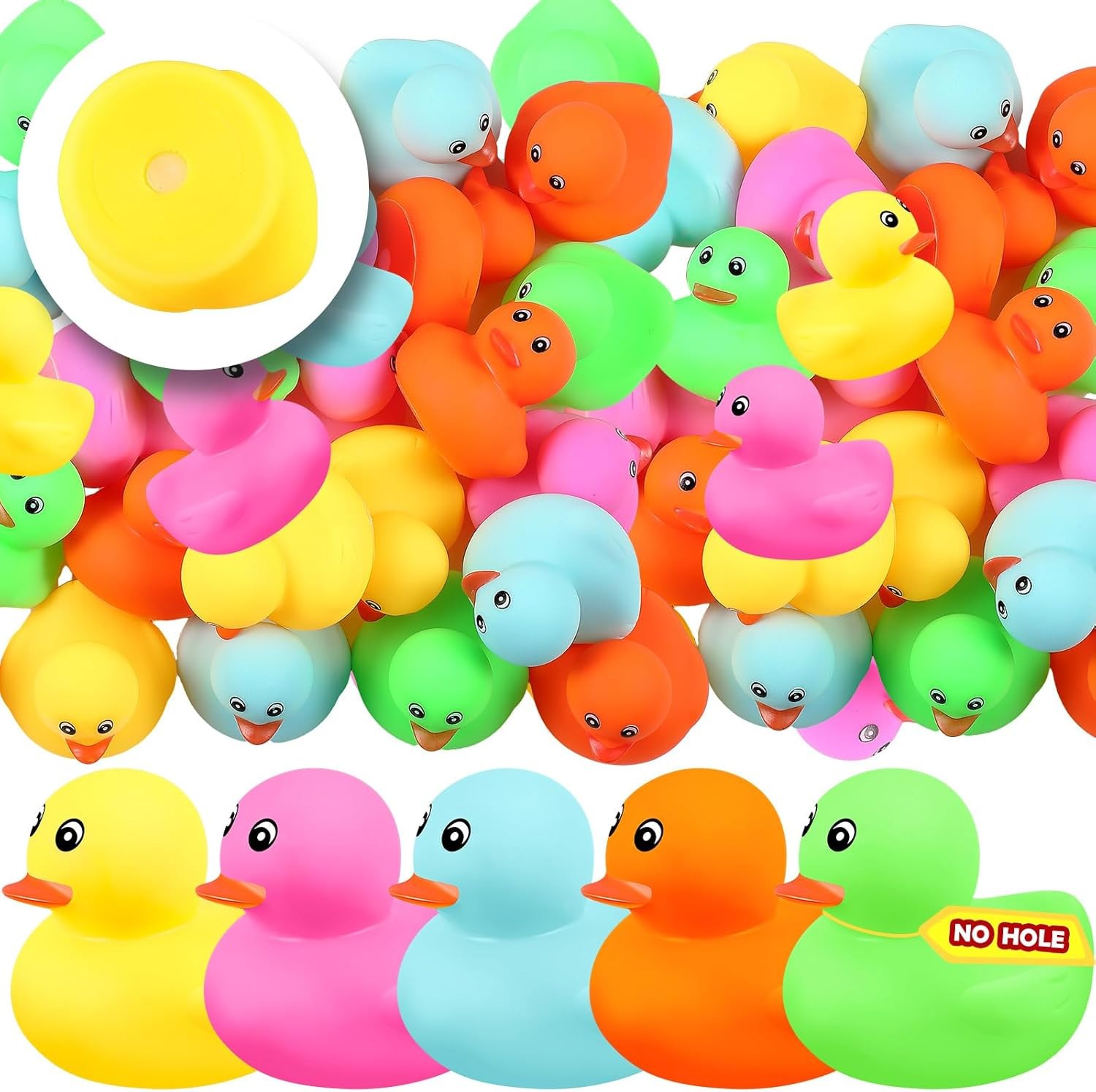 5 PCS-Plain Waterproof No Hole Rubber Ducks, Jeep, Cruising, Bath Toy,Multicolor