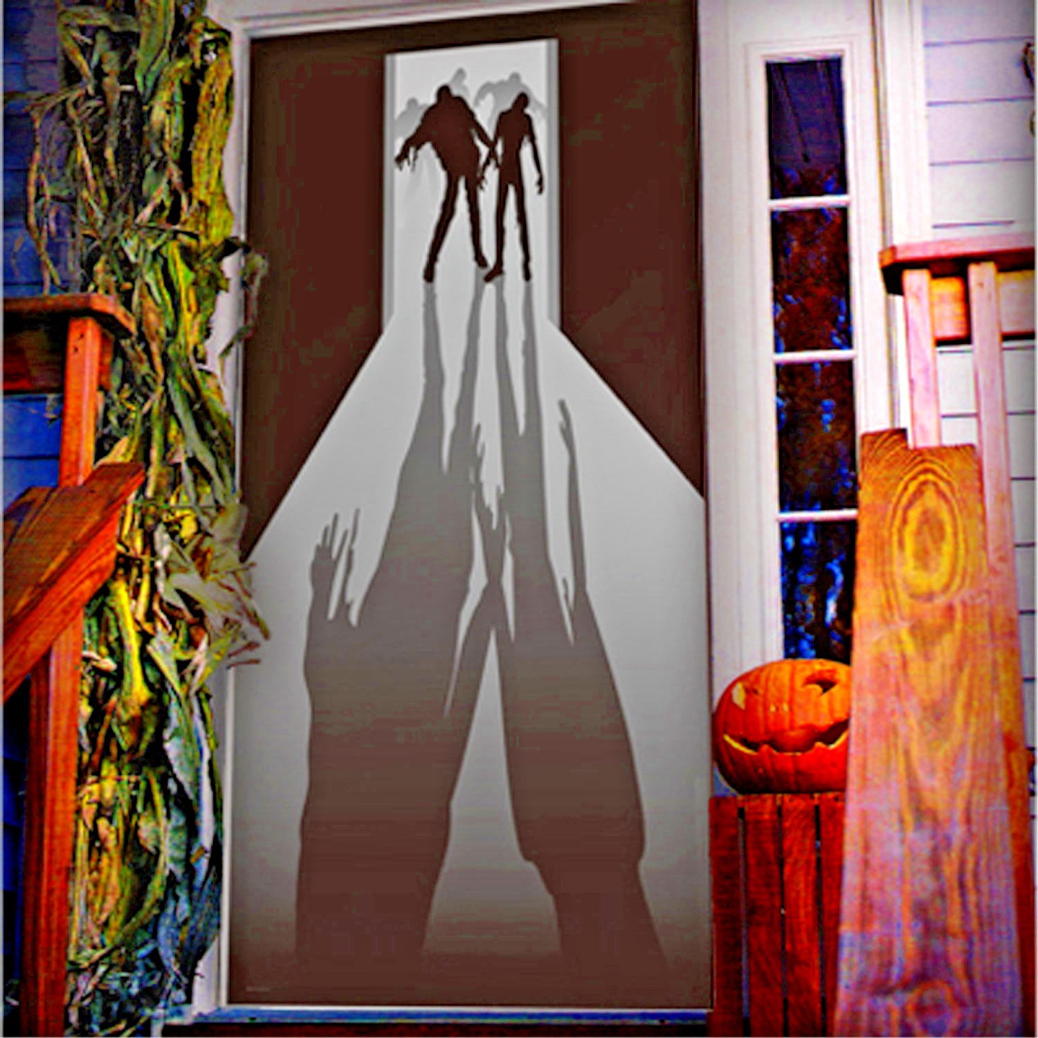 Walking Dead ZOMBIE VISITORS DOOR COVER Wall Mural Haunted House Prop Decoration