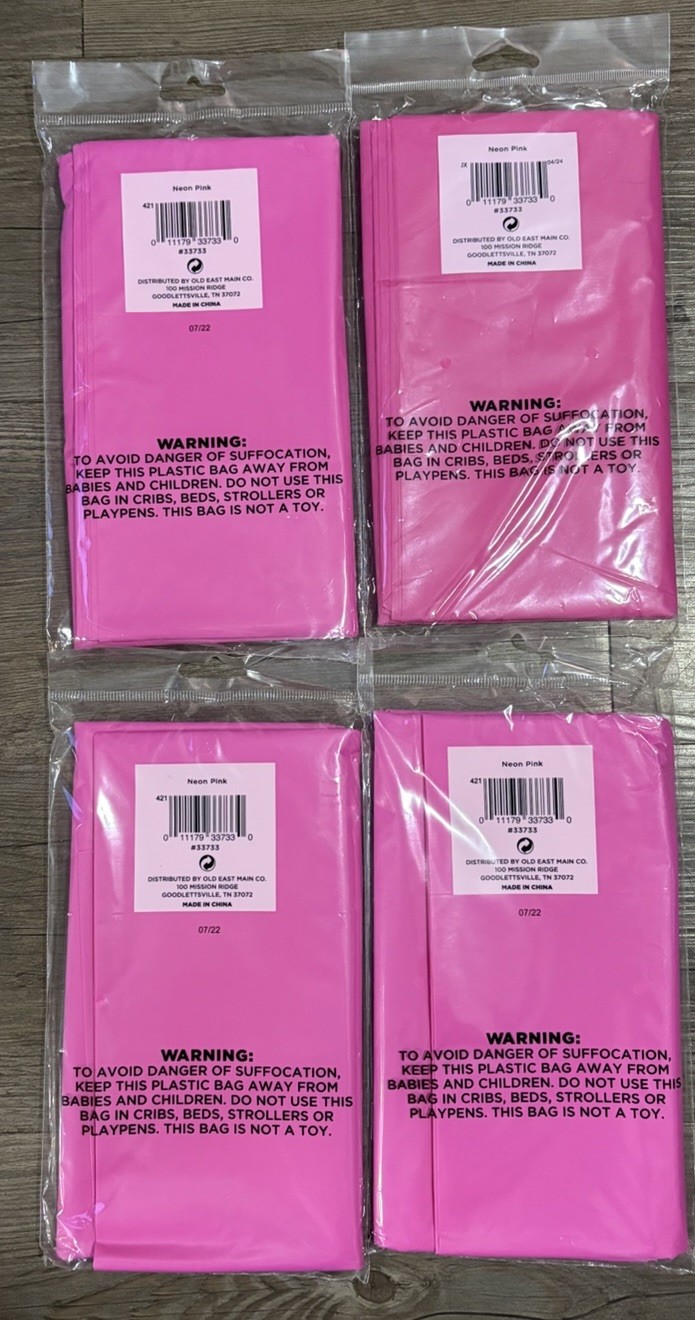 4 Neon Pink Plastic Tablecovers 54×108 Rectangle Party Table Cover Reusable NEW