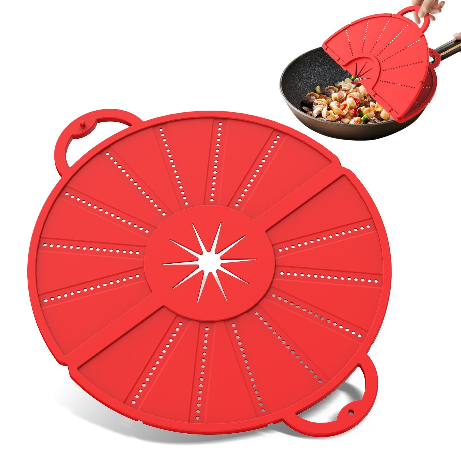 Silicone Splatter Screen for Frying Pan, Foldable Splash Guard, Multi-Use Grease