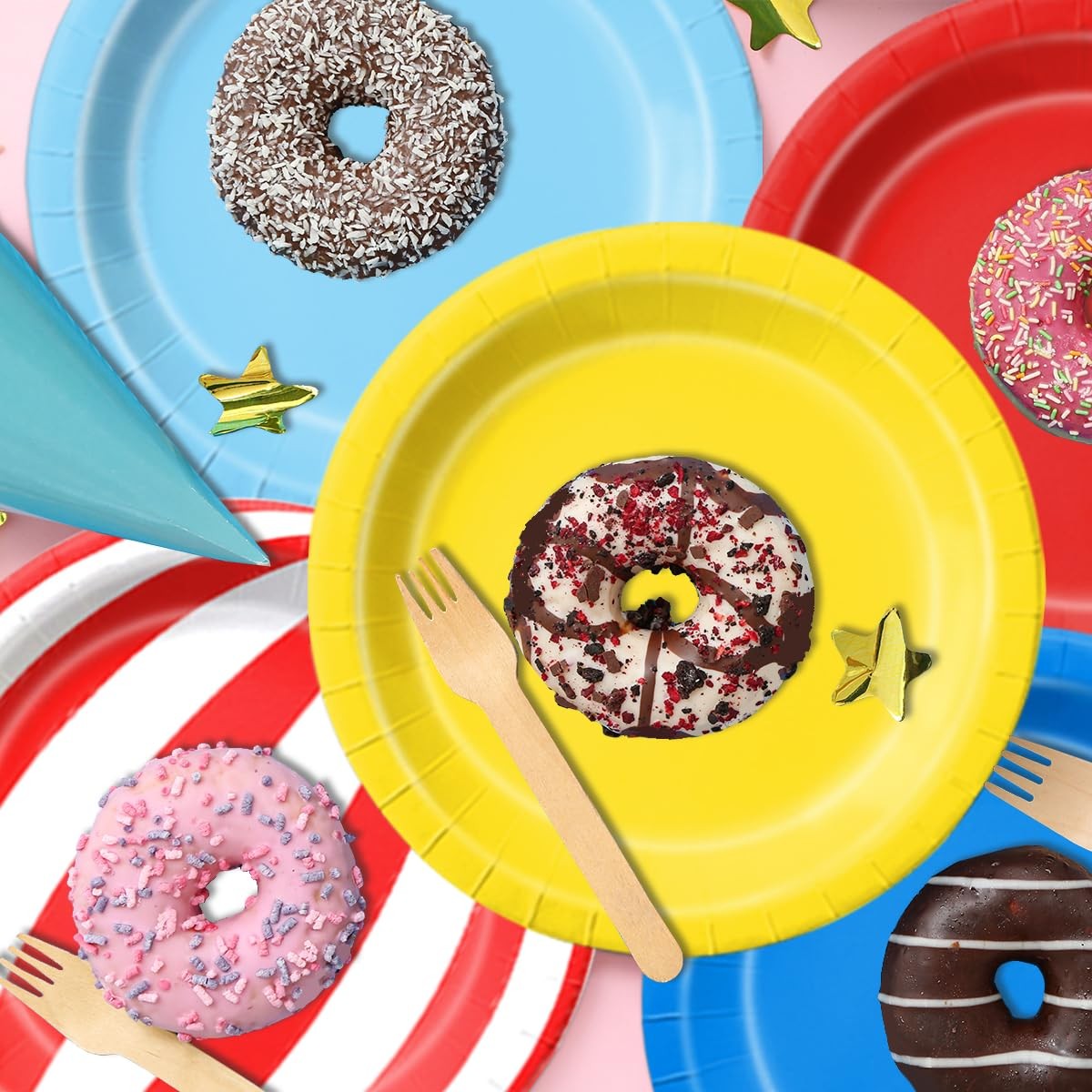 60 PCS Carnival Circus Theme Red Blue Yellow Party Tableware Plates Napkins