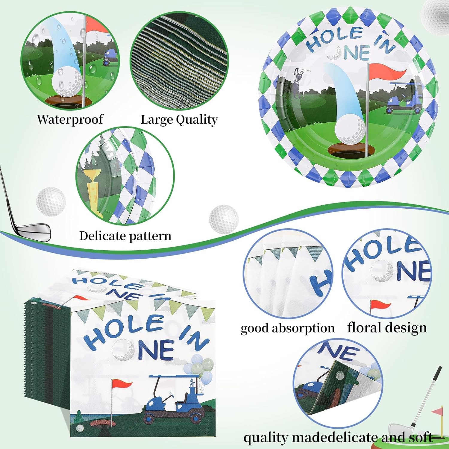 Golf Party Decorations, 175pcs Golf Birthday Decorations Include Hole In One Pla