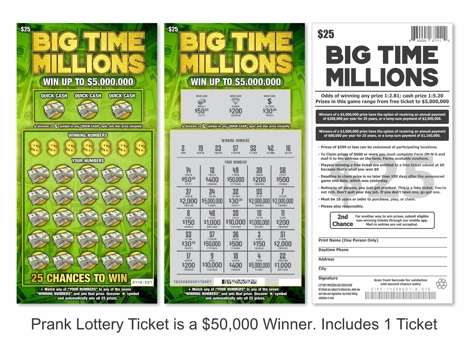 Prank Kit Bundle Fake Lottery Tickets Parking Violation Gag Set Funny