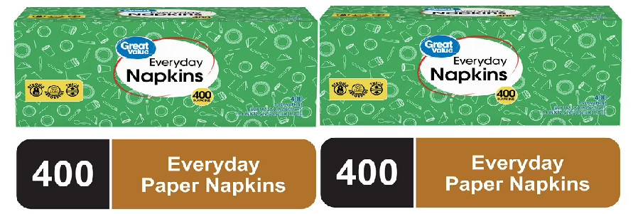 Great Value Everyday Paper Napkins White 400 Count 1Ply Disposable Napkins (2PK)