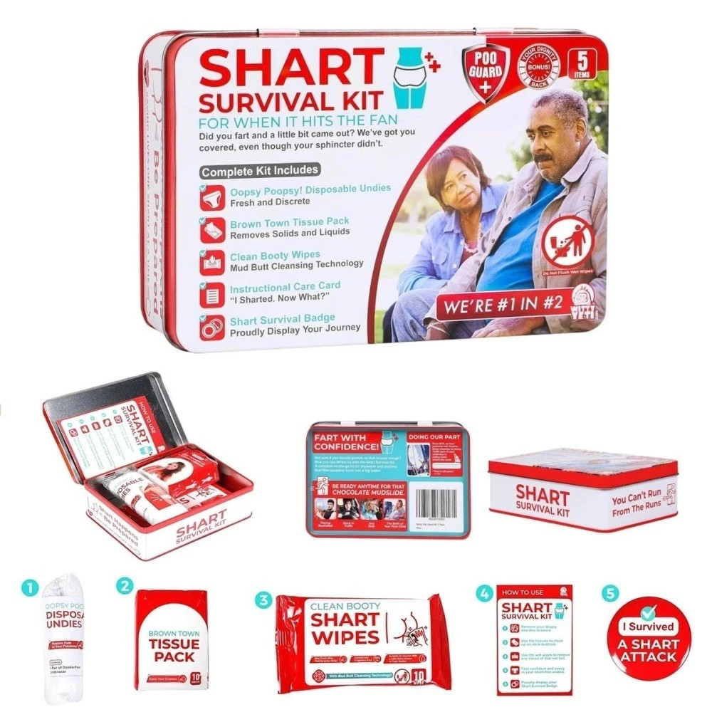 Funny Shart Survival Kit by Witty Yeti. Ultimate Poop Prank Gag Gift April Fools