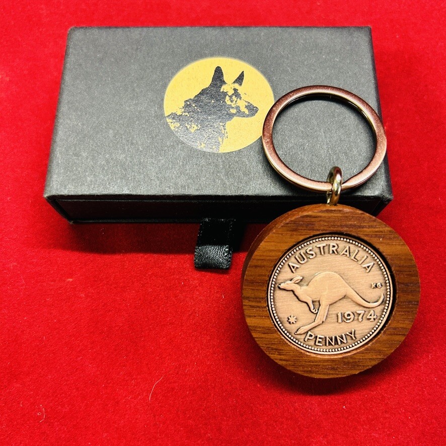 80th Birthday Gift Anniversary Present 1944 Australian Jarrah Penny Keyring
