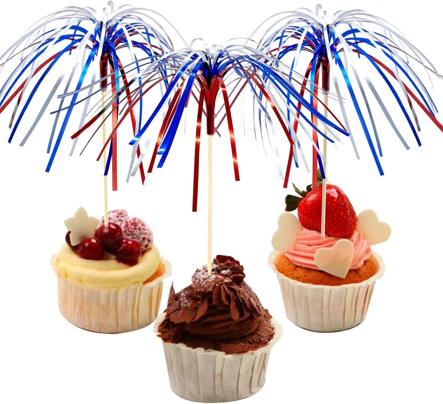 100 Counts 6 Inch Firework Cocktail Picks Red White Blue Firework Party Picks…