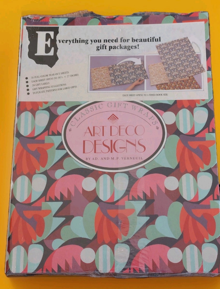 Art Deco Designs, Gift Wraps, by A.D. and M.P. Verneuil, 12 Patterns, 16 Sheets