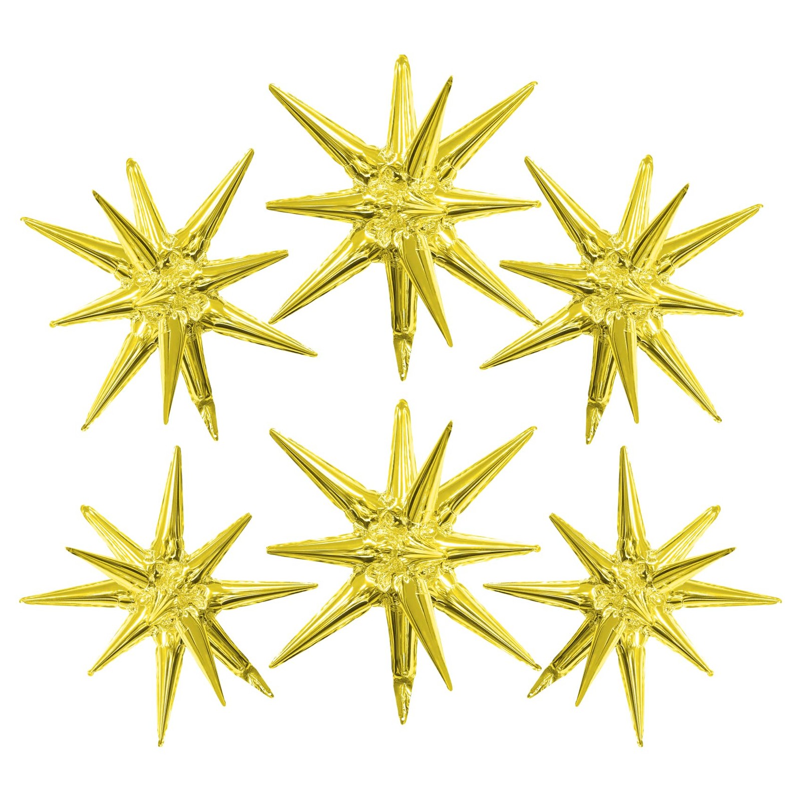 Star Balloons 6pcs Foil Mylar Starburst Balloons Cone Spike Balloon 22 Gold