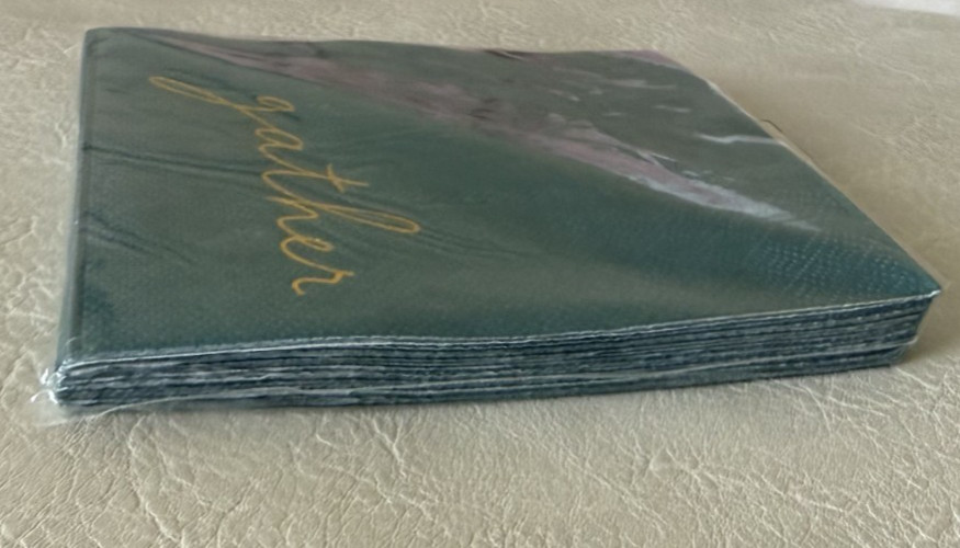 Hallmark 3 Ply Paper Napkins Green Gather 4.9″x4.9″ 16 Count NEW