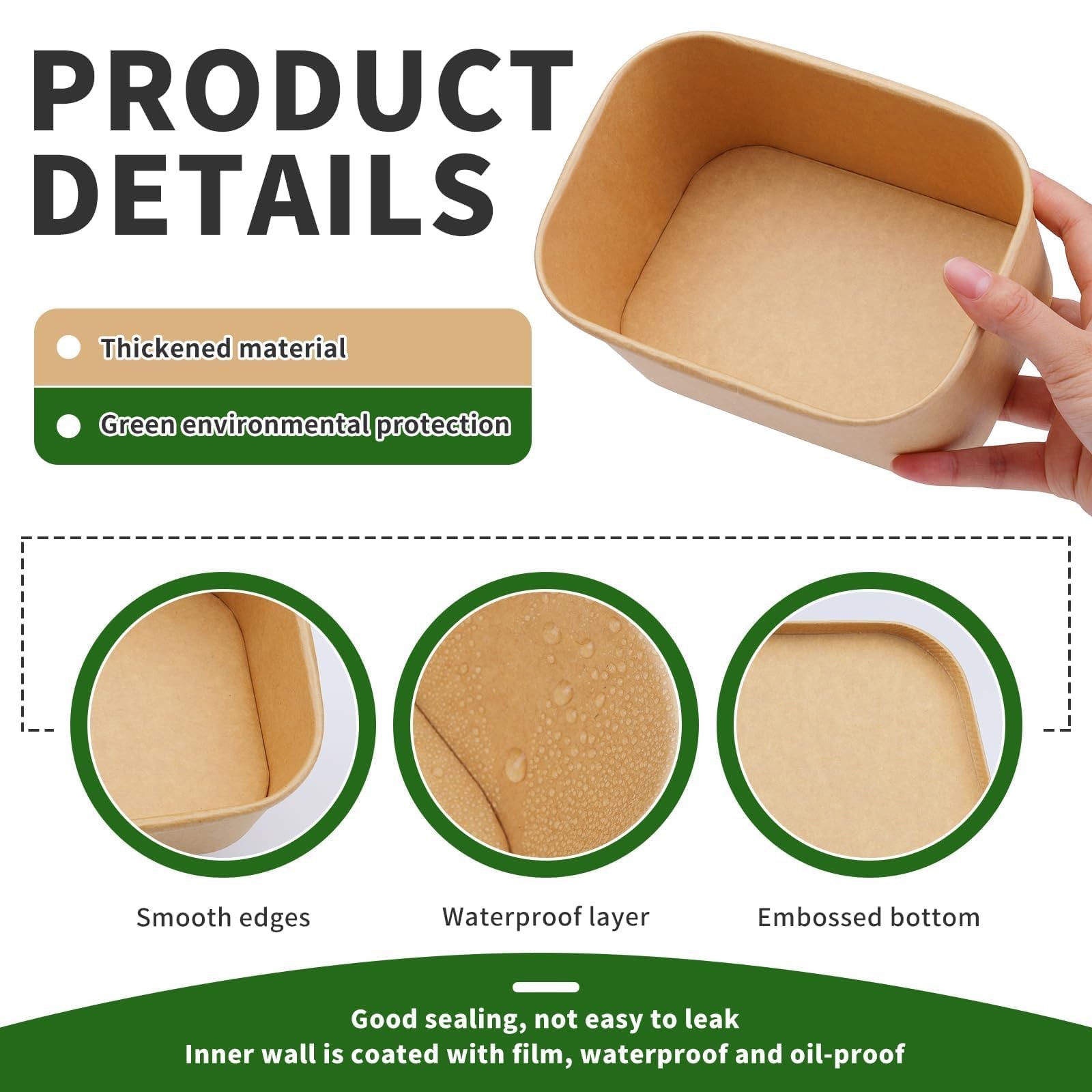 Recipientes de papel de 29 oz, recipientes desechables para alimentos con tapa