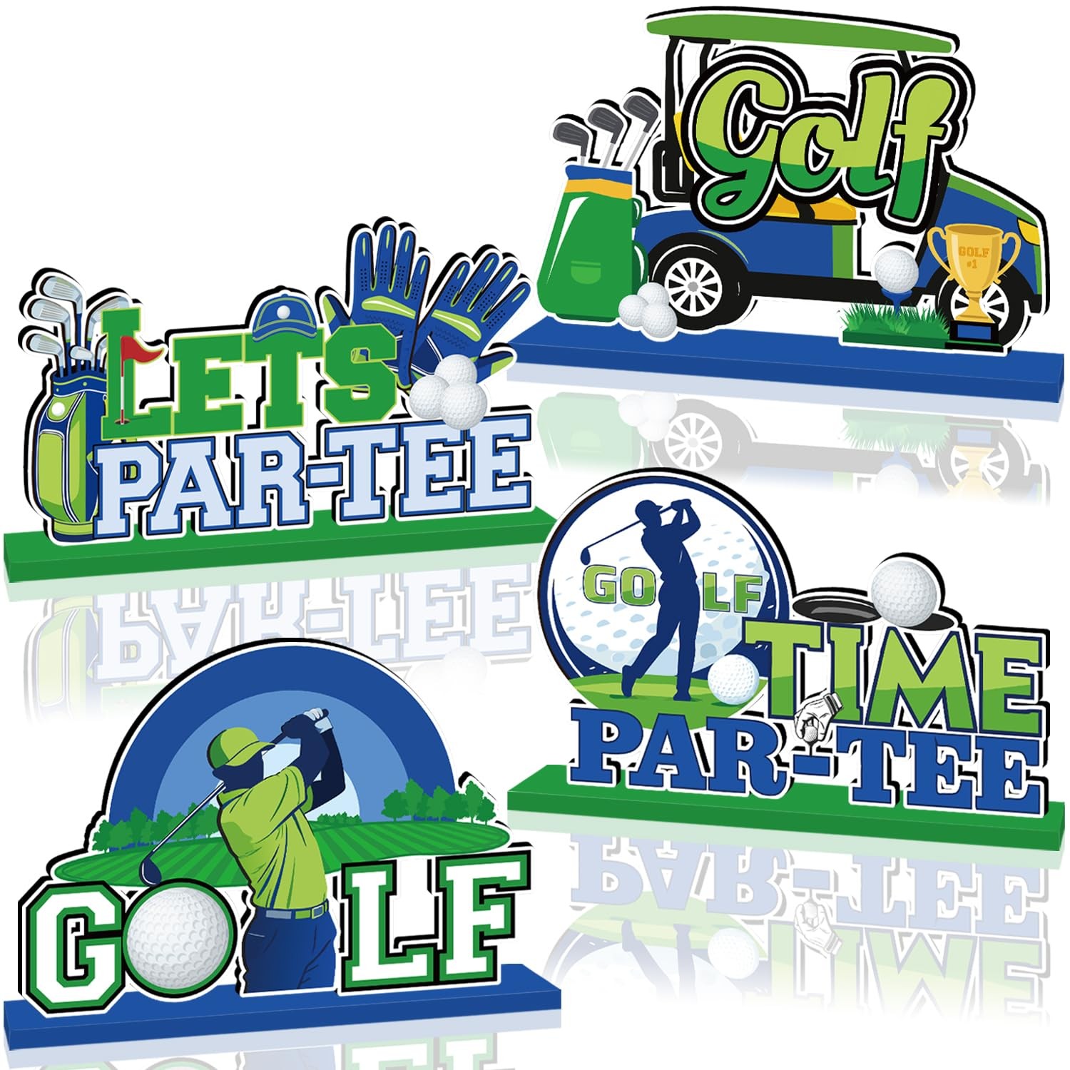 4 PCS Masters Golf Party Decorations Birthday Wooden Centerpieces Table