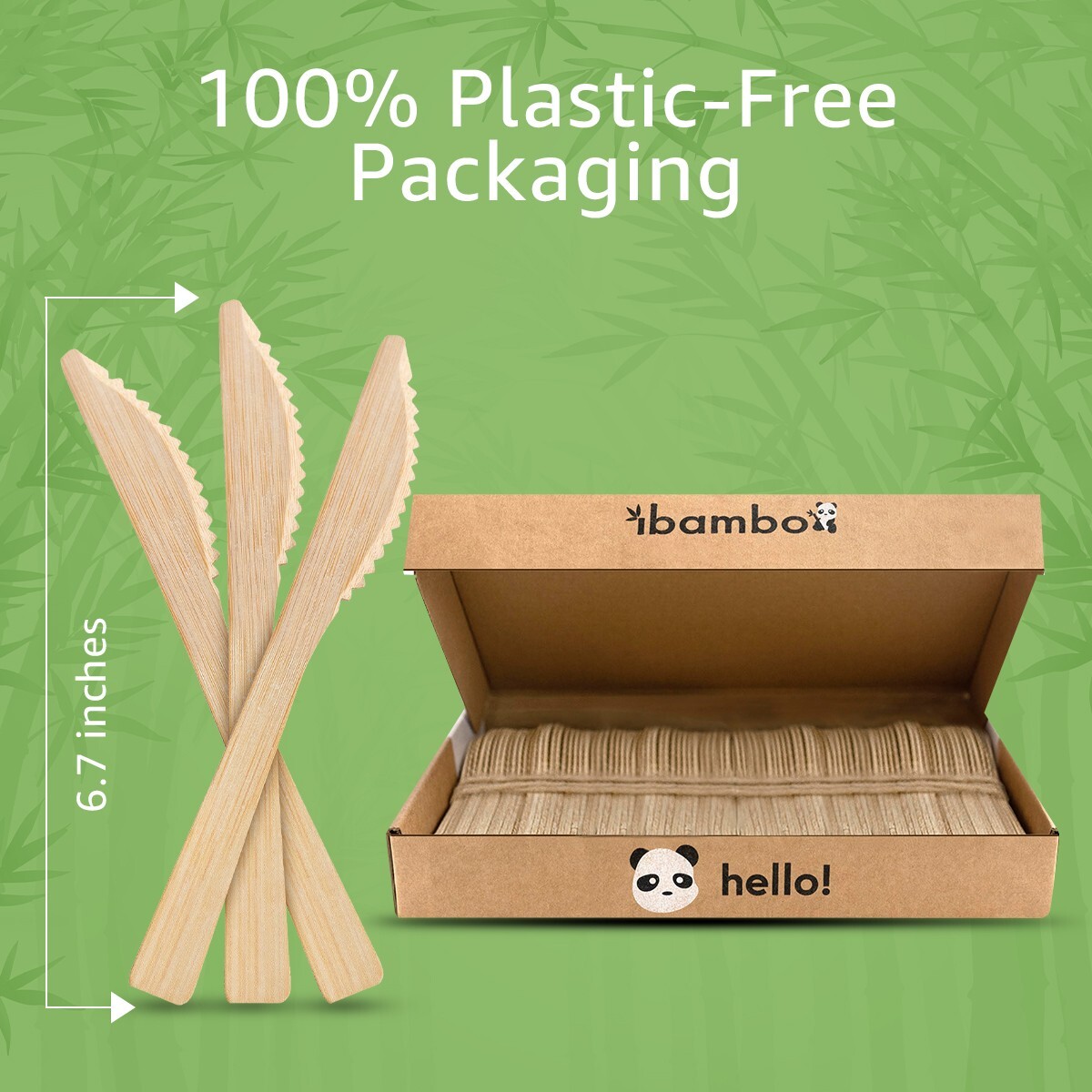 Ibambo 100% Bamboo Knives – 100 Compostable Knives, Disposable or Reusable