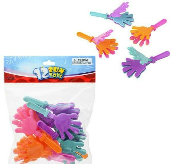 4″ HAND CLAPPERS – 12 Piece Noisemakers Meat Raffle Party Favor Assortment