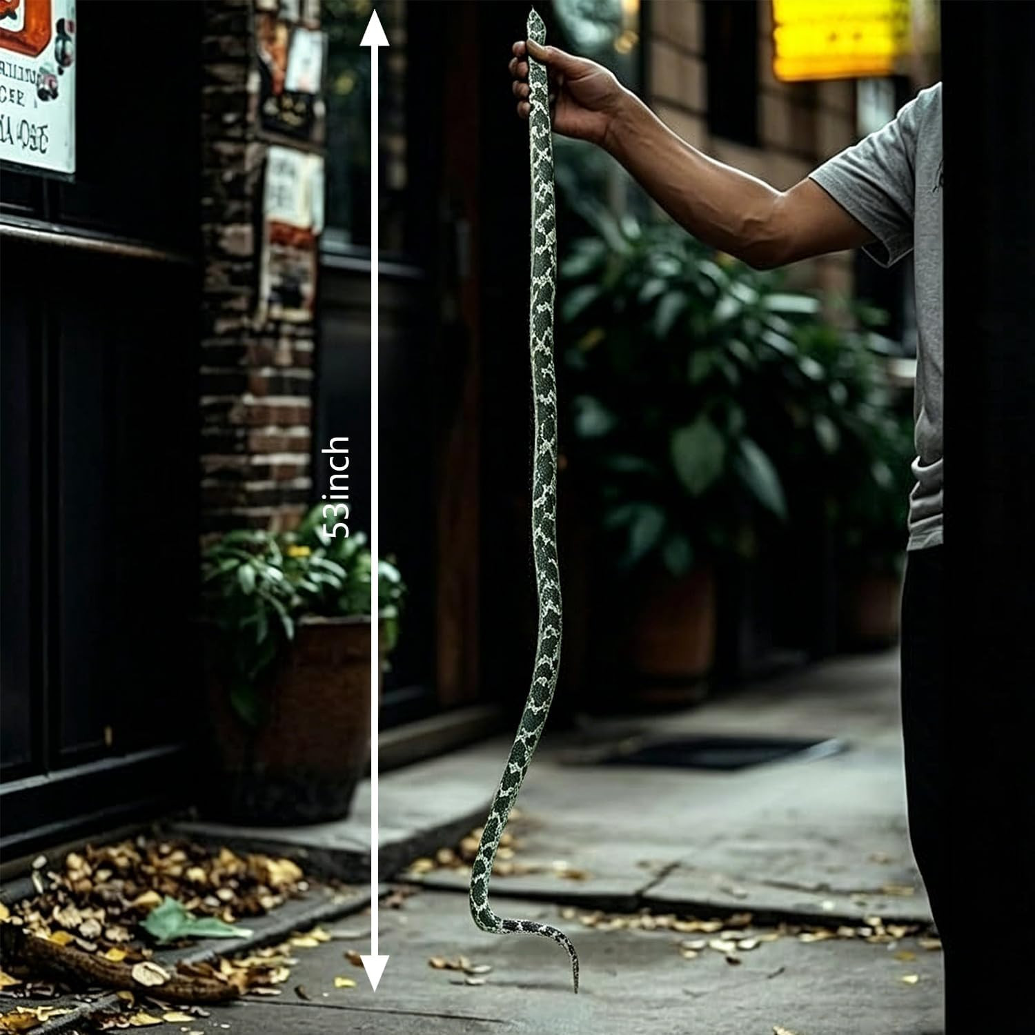 53″ Rubber Snake Realistic Fake Snakes Prank Toy to Keep Birds Away Scare
