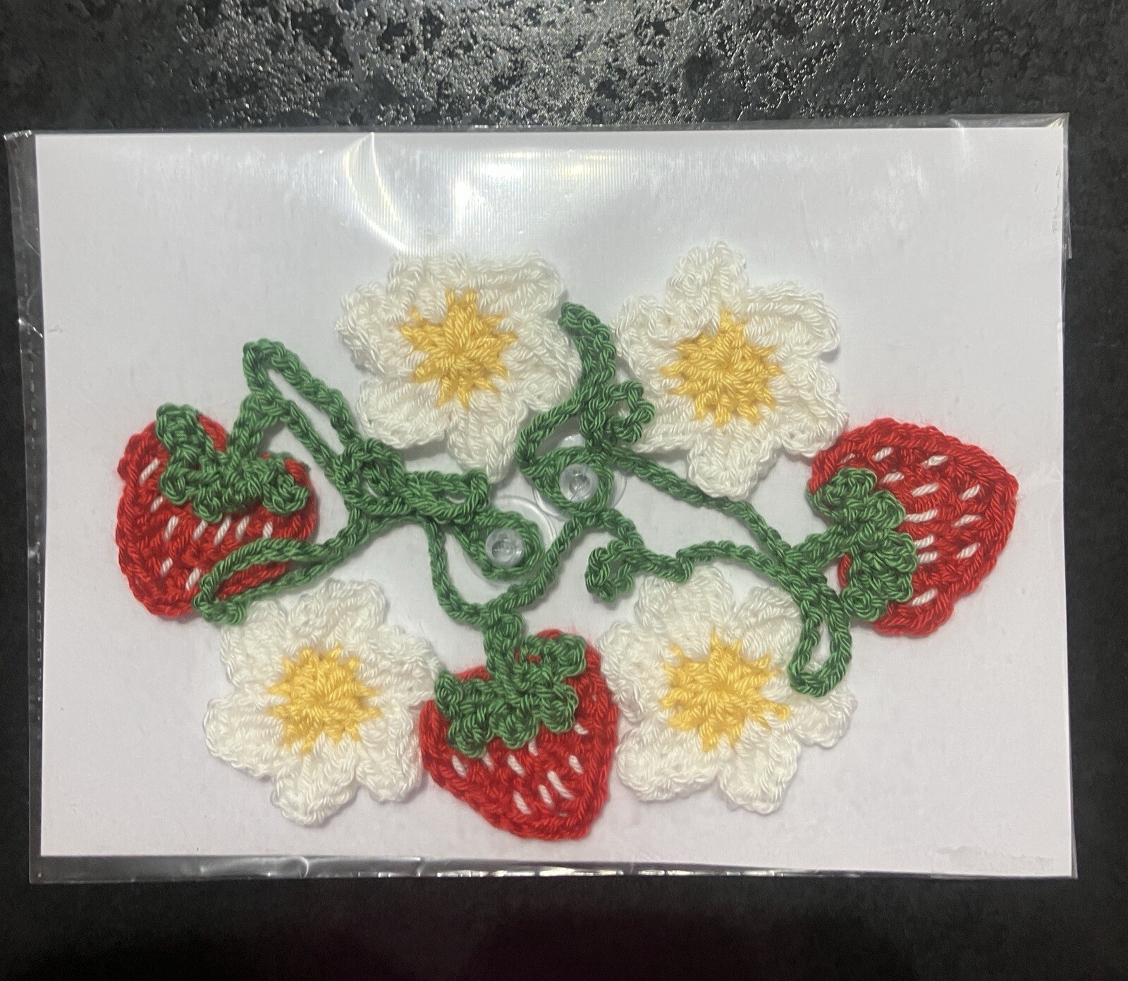 🌸 🍓CUTE Crochet Daisy Strawberry Bunting Camper Window Birthday SUMMER Gift