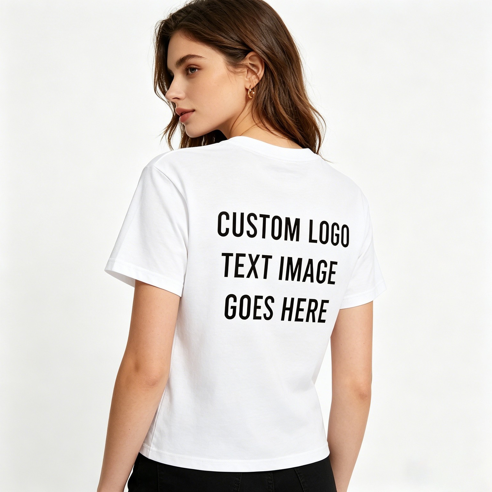 Hollowmark Custom Dark Back Print Tee Black White S-5XL Monochrome Shirt