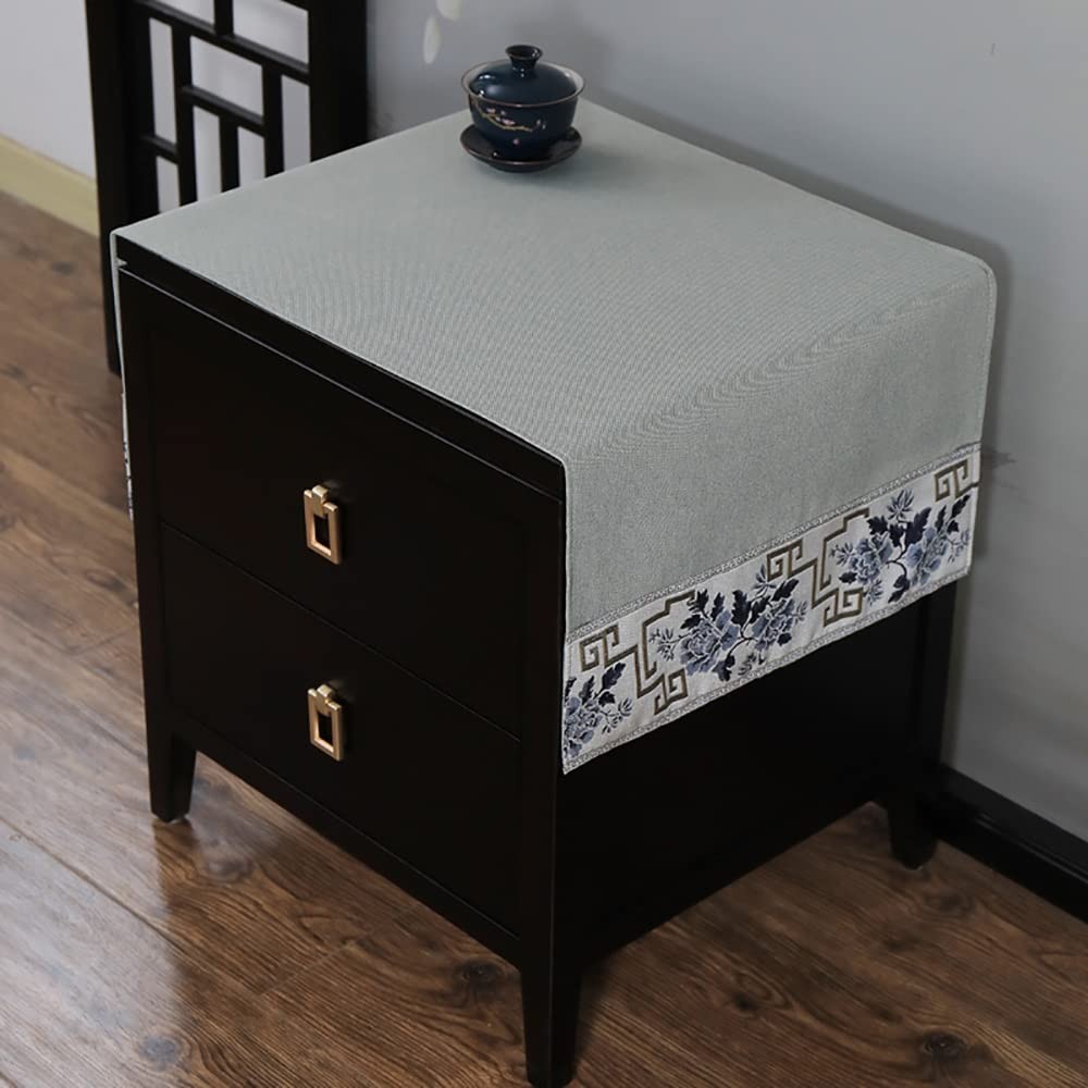 Topwon Solid Color Bedside Tablecloth Nightstand Runner Side End Tabletop Dust C