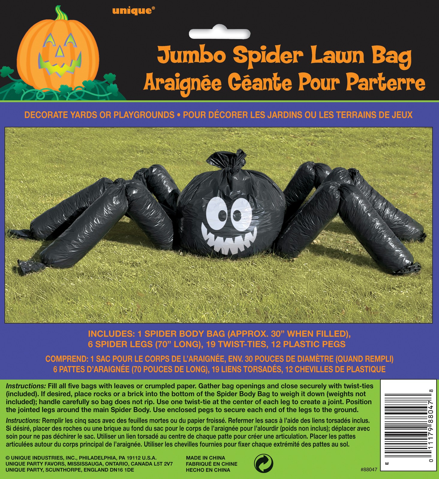 Halloween Spider Lawn Bag Giant Decoration Prop Garden Leaf Tidy Decoration