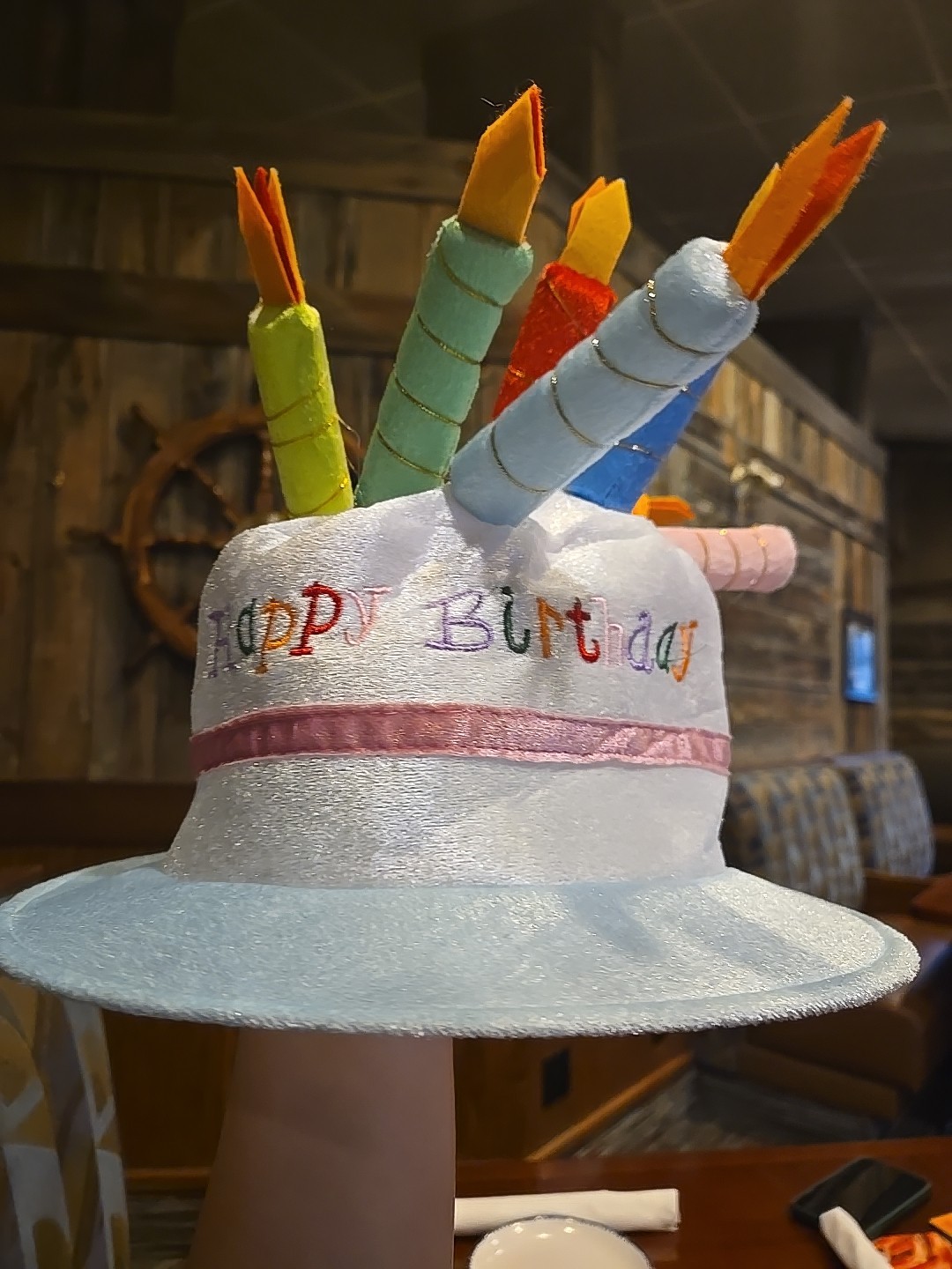 Blue Plush Happy Birthday Cake Hat – Unisex Adult Size Fancy Dress Party Hats