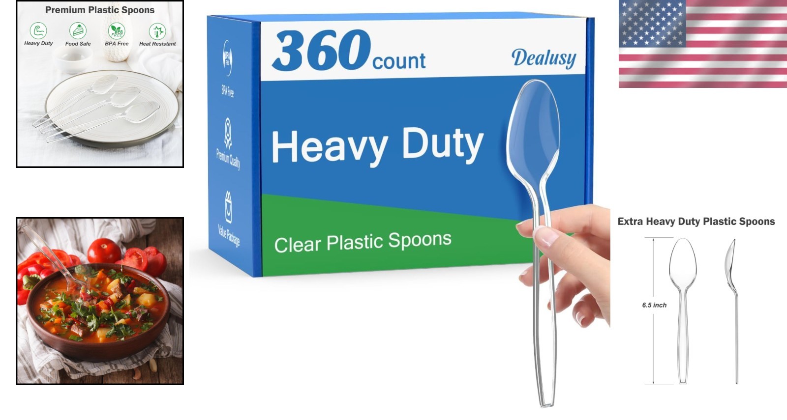360 Disposable Plastic Spoons, BPA-Free, Heat Resistant