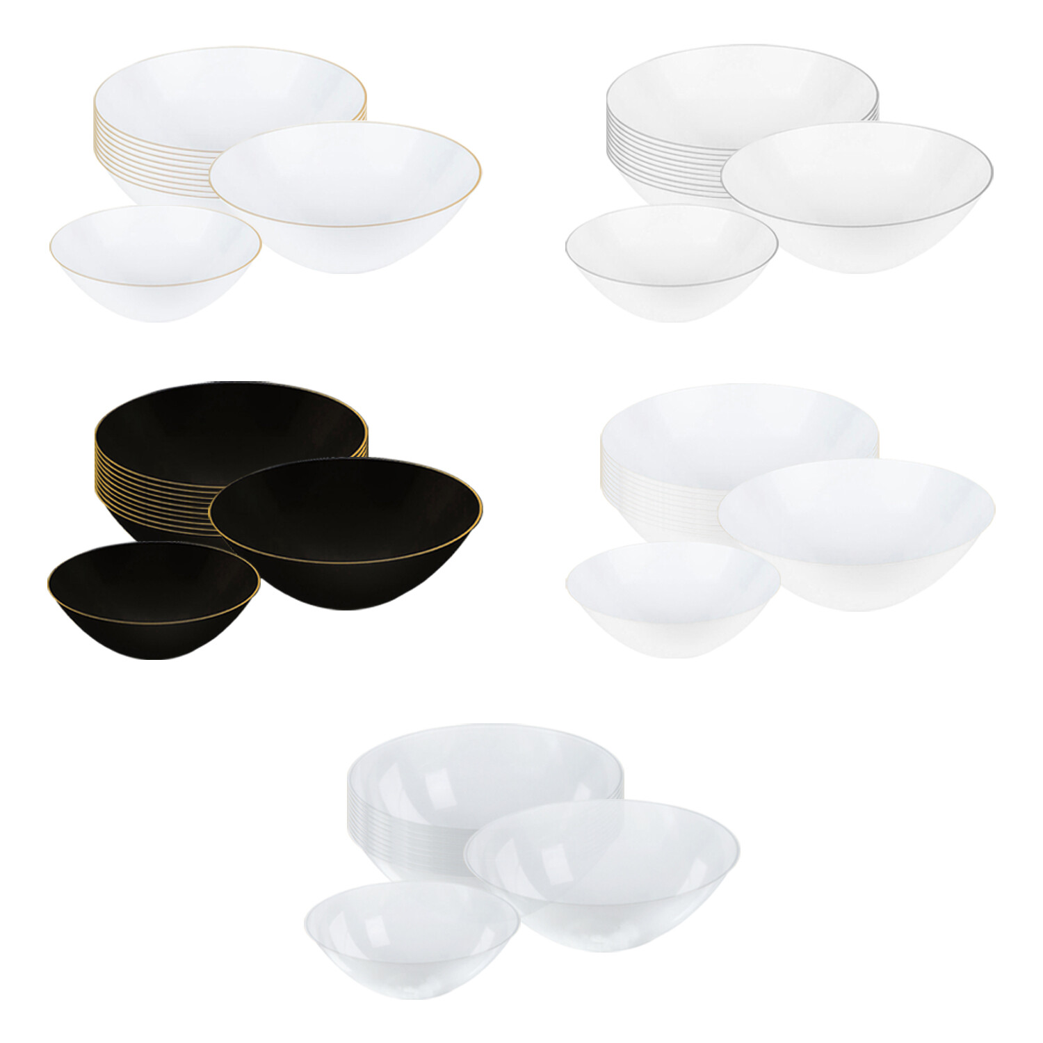 Fancy Organic Round Disposable Plastic Dessert Soup Bowls, Heavy Duty 120 pcs