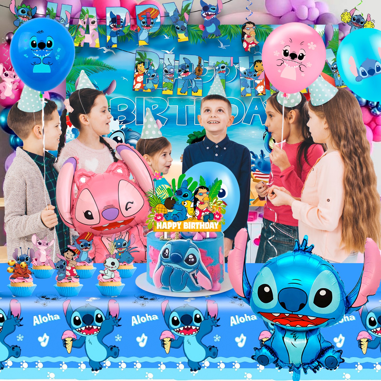 Lilo and Stitch Party Supplies Stitch Birthday Decorations Balloons Set Backdrop