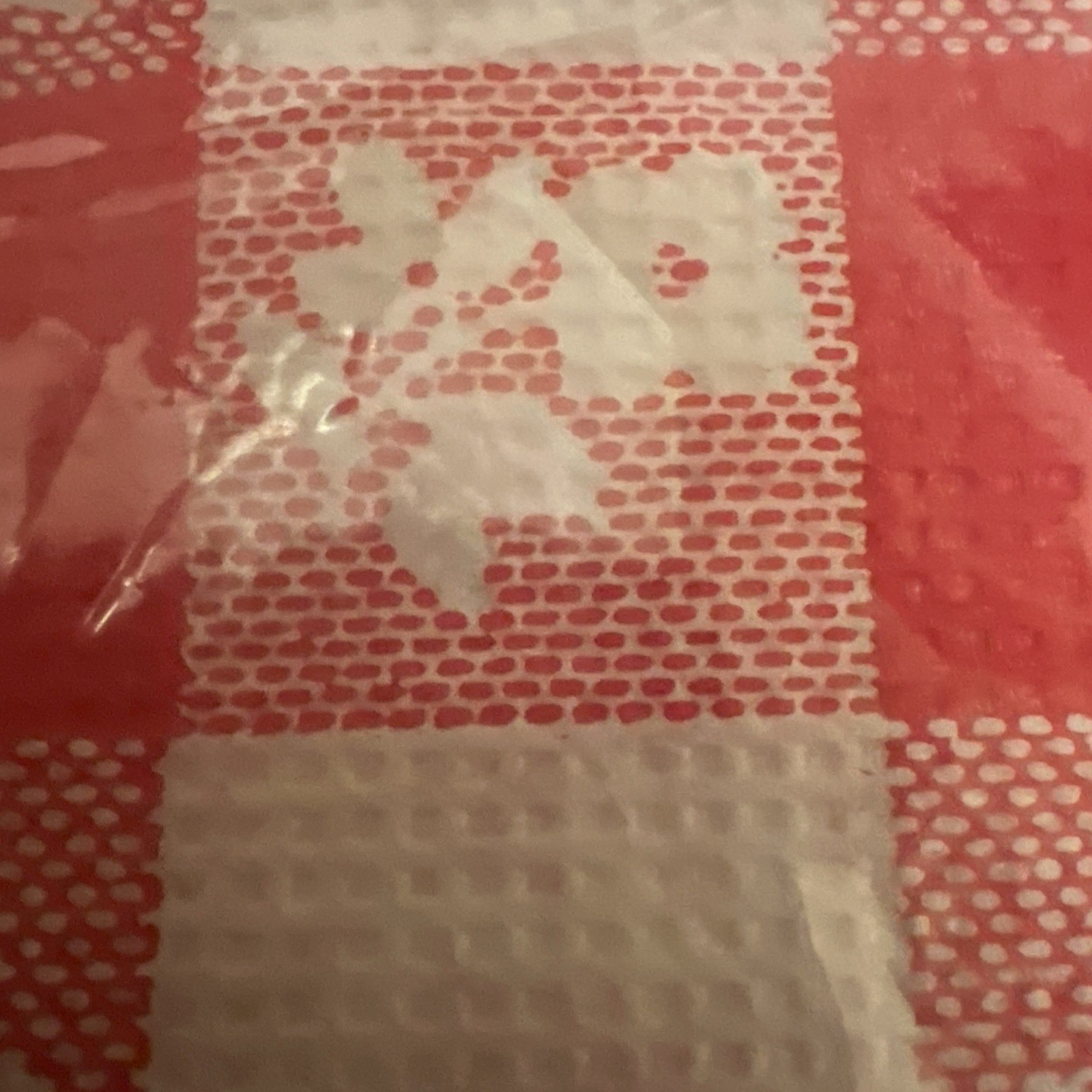 Vtg Picnic Table Cover Tablecloth Gingham Check Paper Tissue Plastic Red USA