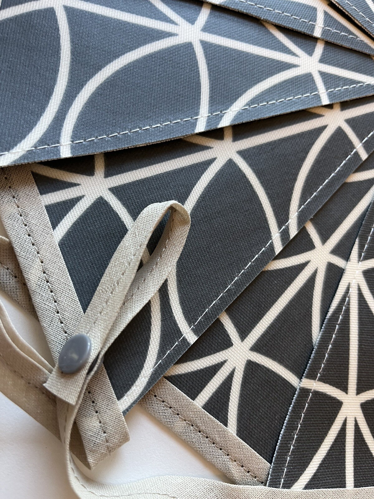 Handmade Oilcloth Bunting – Garden/Home Grey Contemporary- 3 Meters Double Sided