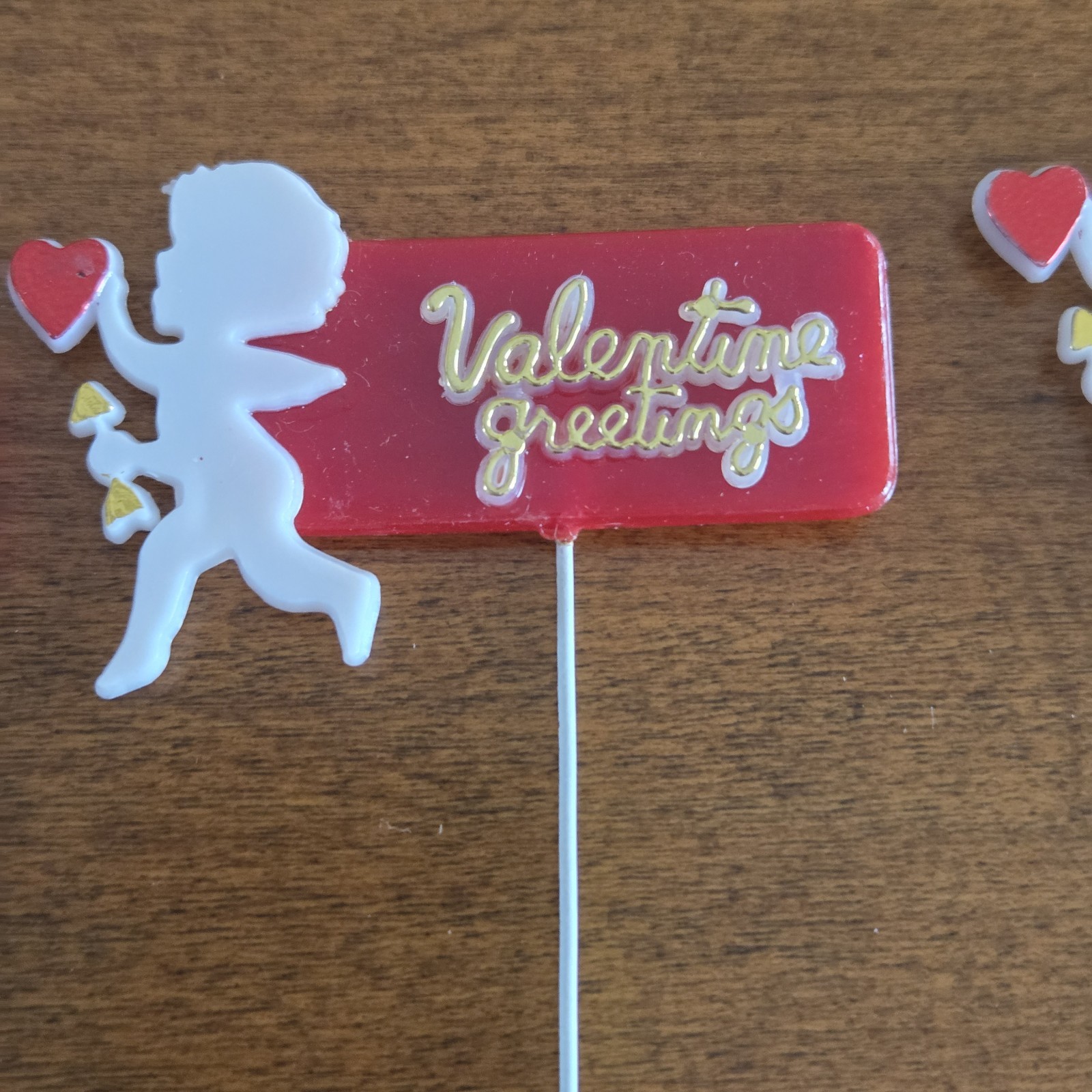 Vintage Lot of 8 Valentine’s Day Craft Decoration Floral Picks Plastic Cupid