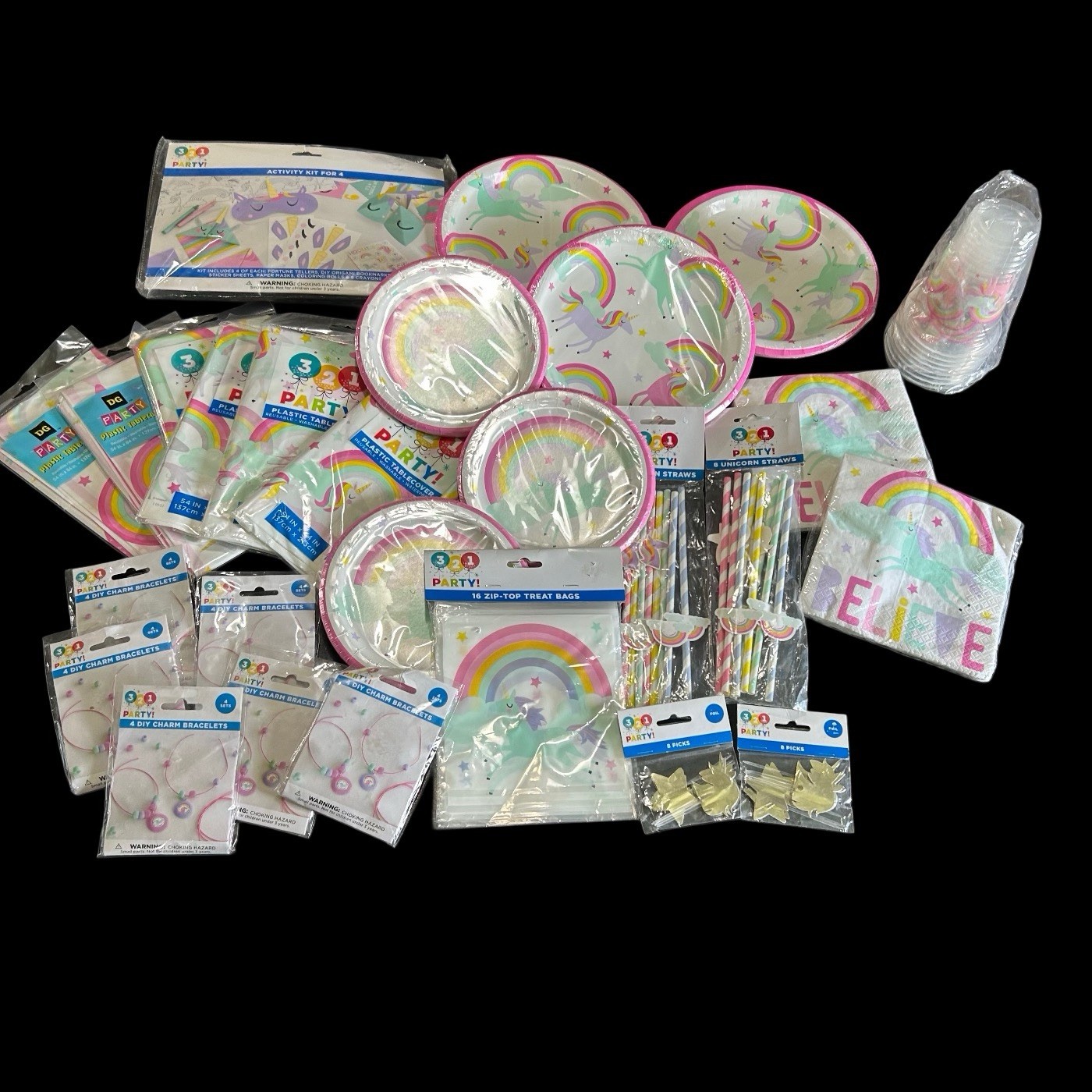 Unicorn Birthday Party Supplies Decoration Tableware Plates Cups Straws Crafts
