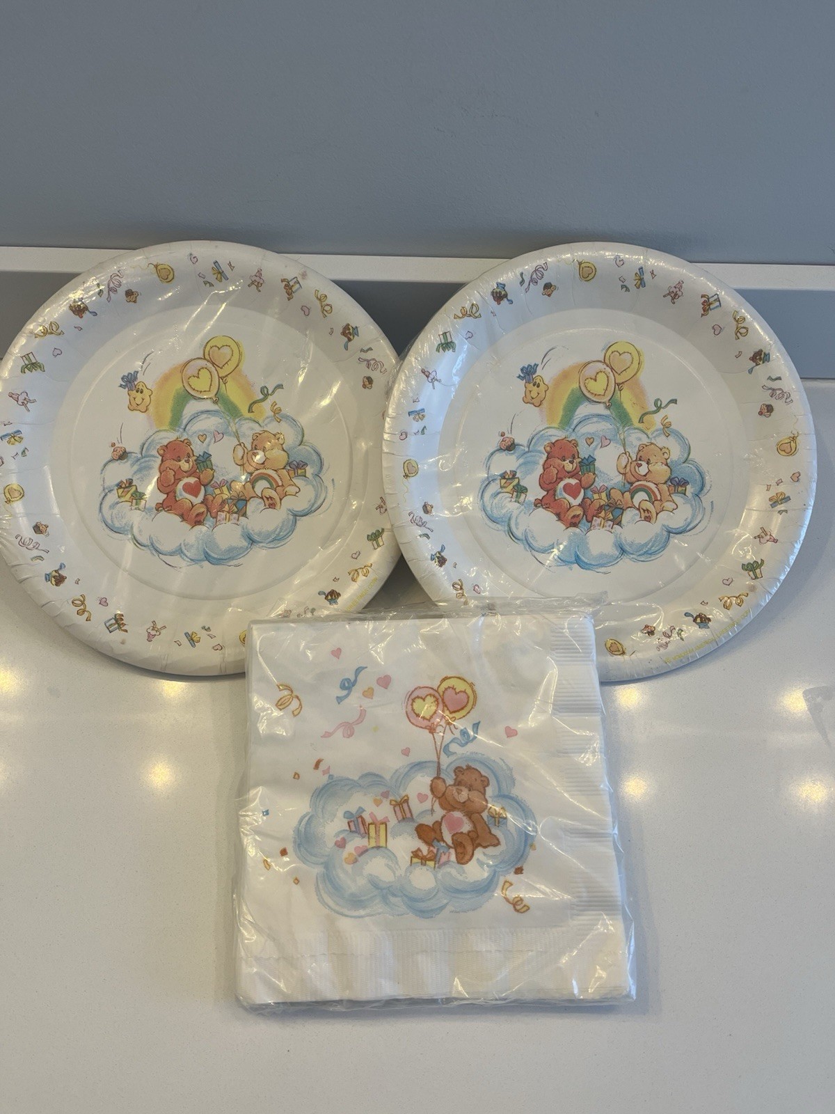 Vintage American Greetings Care Bears Paper Plates And Napkins