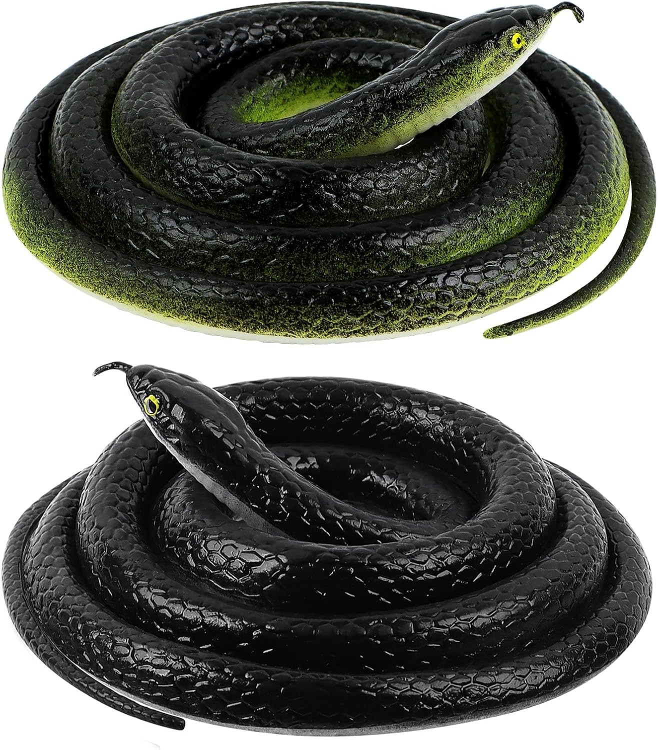 Realistic Rubber Snake, 2Pack Fake Snake Rubber Snakes Keep Birds Away,