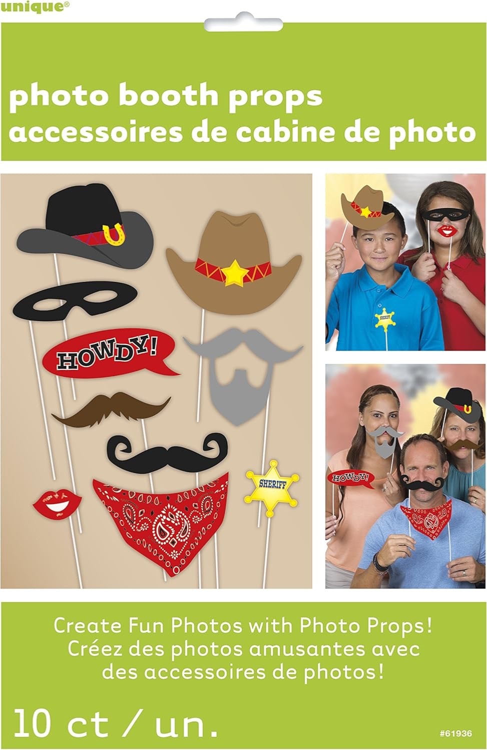 Western Cowboy Photo Booth Props 10 Ct Sealed Party Supplies