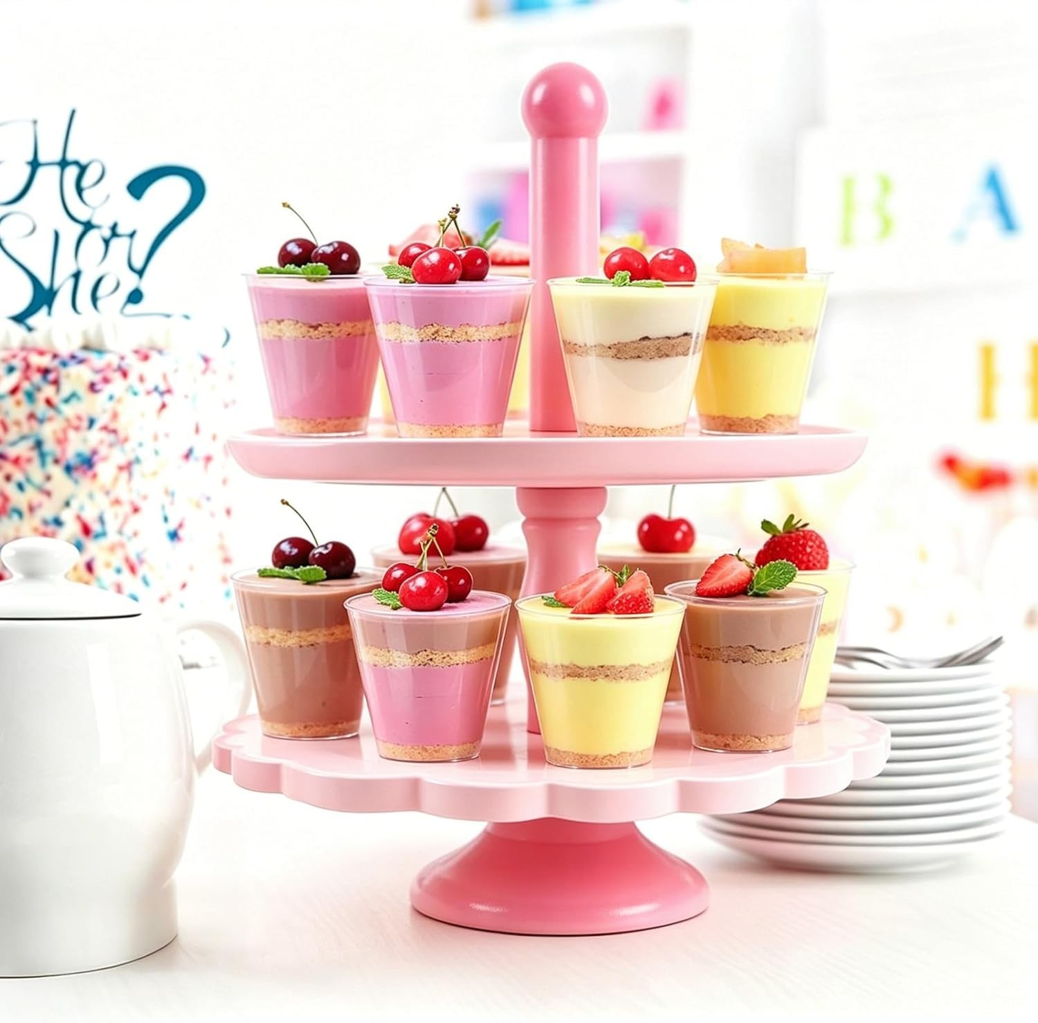 50 Pack 5 oz Plastic Dessert Cups with Spoons, Mini Mousse Cup Round Pudding …