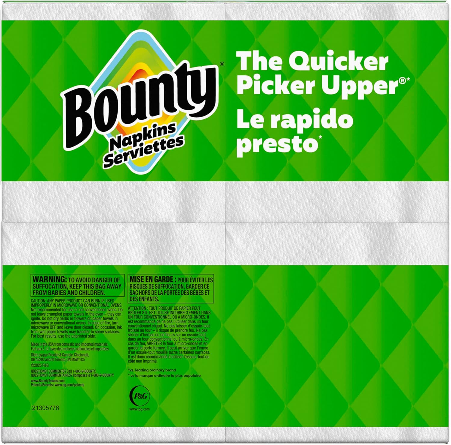 Bounty Paper Napkins White 400 Count Durable Disposable Napkins for Home Use