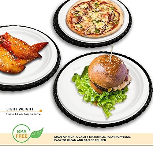 Paper Plate Holders 10 Inch Reusable Black Plastic Heavy Duty for Picnic Party