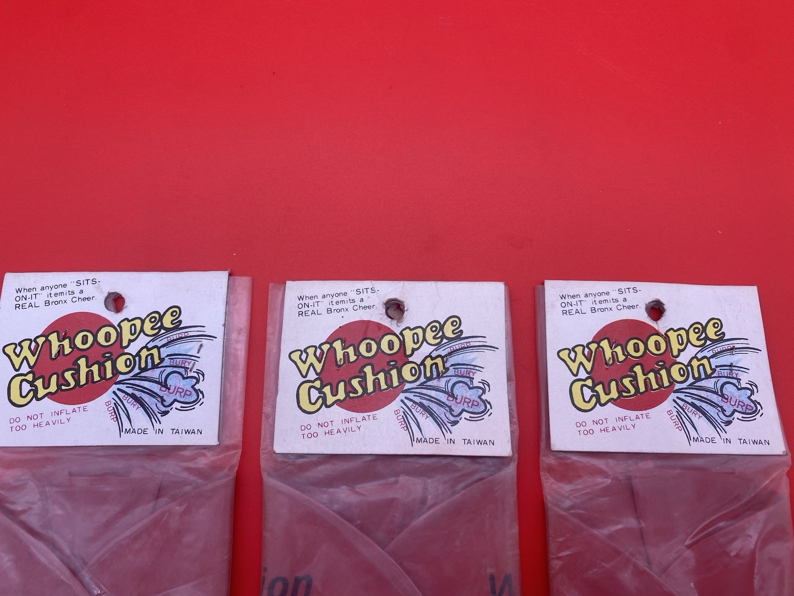 Whoopee Cushions Lot of 3 Vintage Fart Noise Toys – Sealed 1970’s New Old Stock