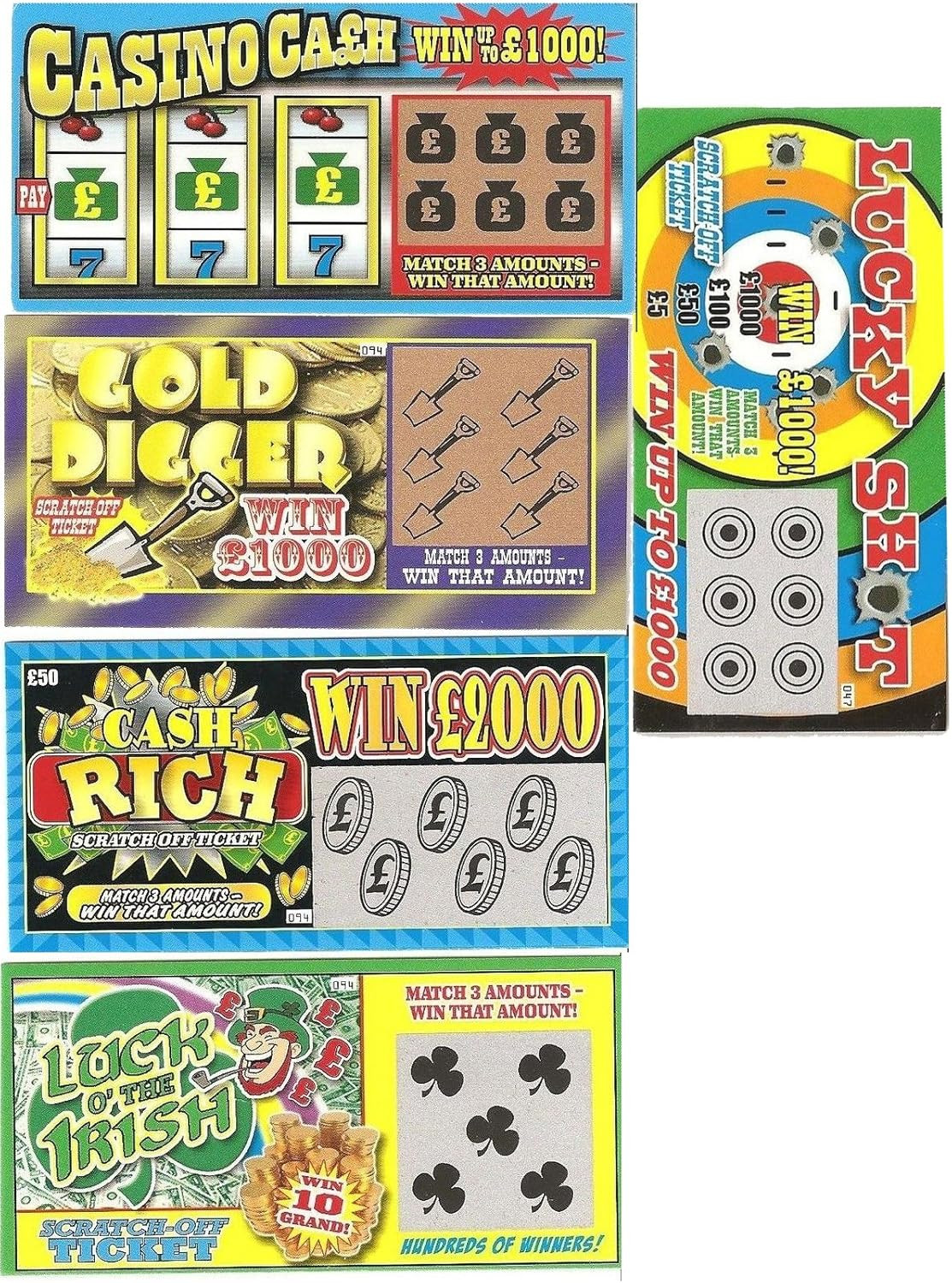 Fake Lottery Ticket Scratch Tickets (5 Tickets / 1 Pack) Pranking Toys for Frien
