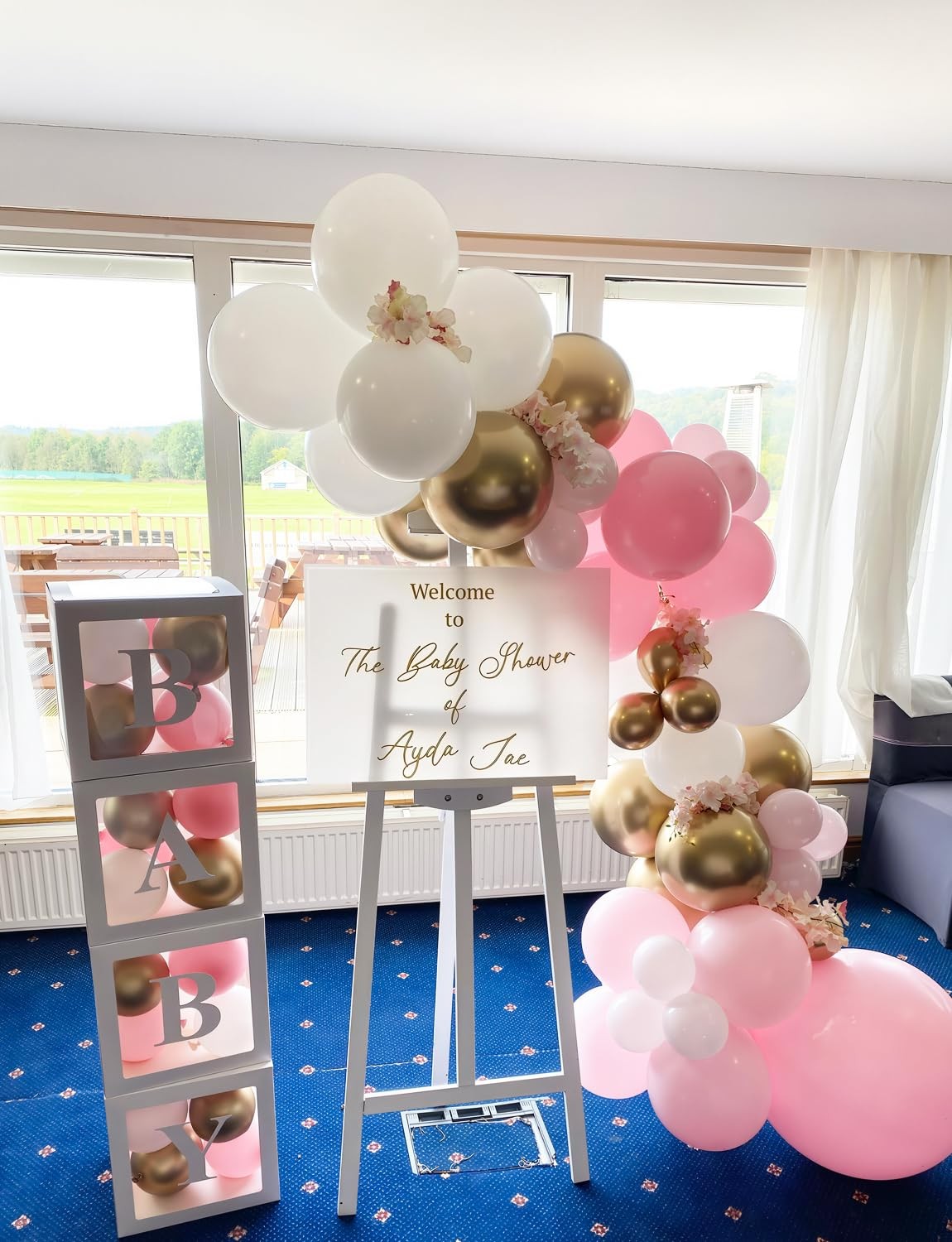 Pink and Gold Balloons Set – 12 Inch Light Pink White Balloons Shiny Metallic…