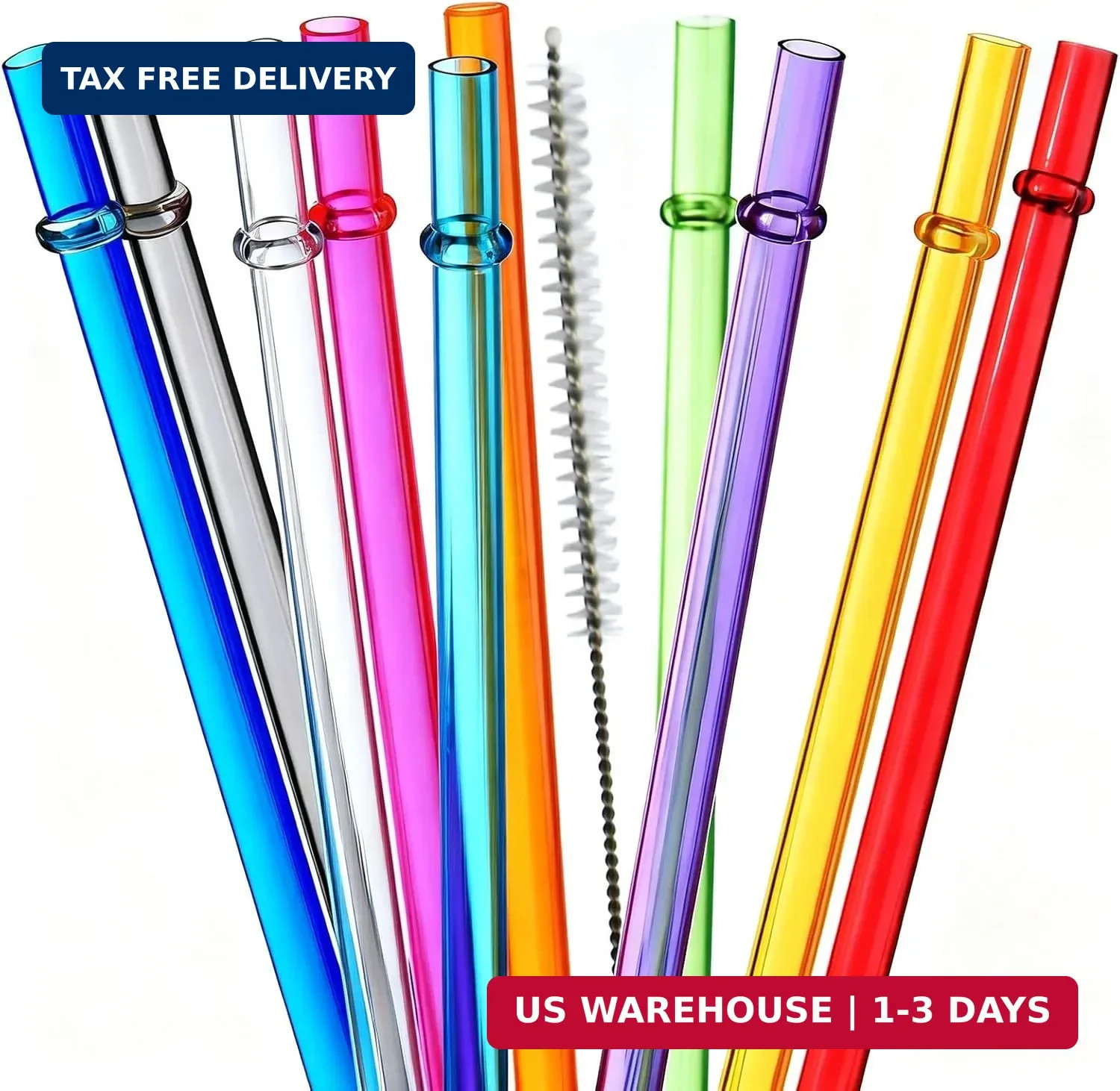 ALINK 10.5 in Long Reusable Plastic Straws with Brush, Tritan Hard Plastic Tumbl