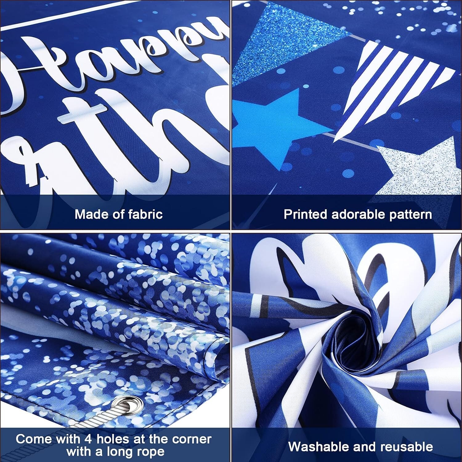 Elegant Glitter Birthday Backdrop Banner for Men & Women – Large 72.8”x43.3”